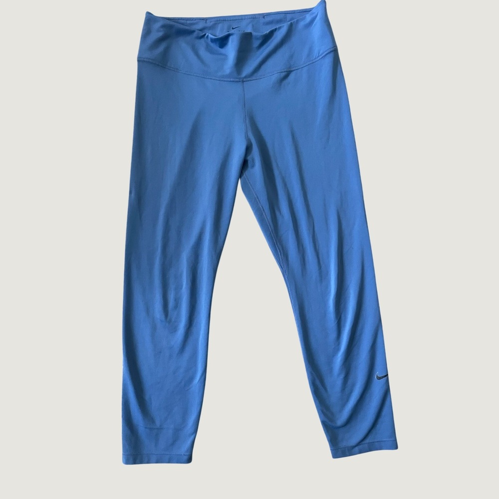 Nike Dri-FIT Ankle Leggings Blue Women's L Regular High-Rise Stretch Logo